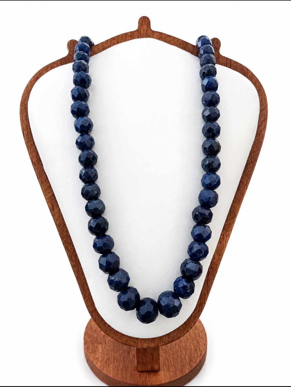 Faceted Natural Mineral Grade Sapphire Graduated Necklace - Women Jewelry